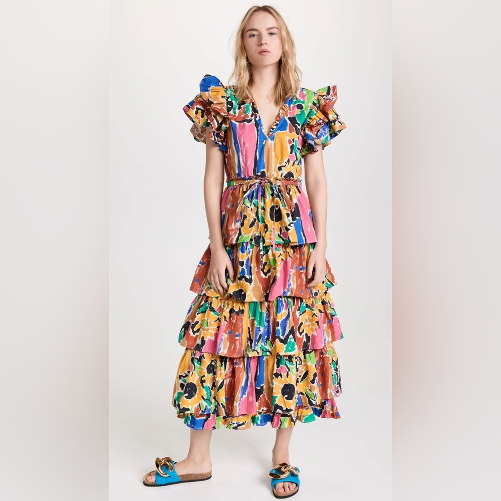 Anthropologie x Love the Label V Neck Ruffle Maxi Small